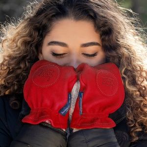 Frost River Red Leather Knit Mittens (S/M)
